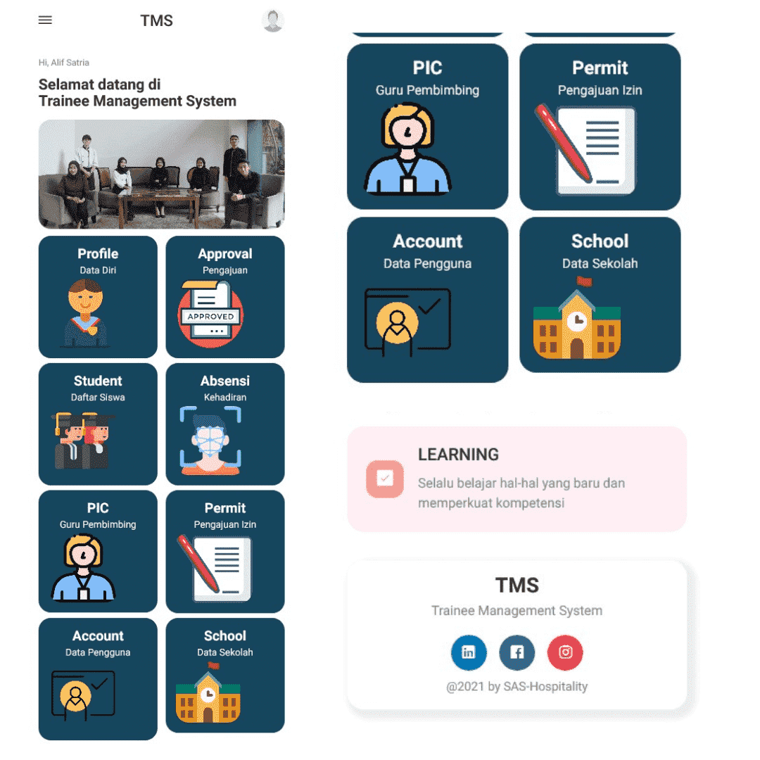Project Trainee Management System Mobile Website - Web Development by AV Labs Indonesia